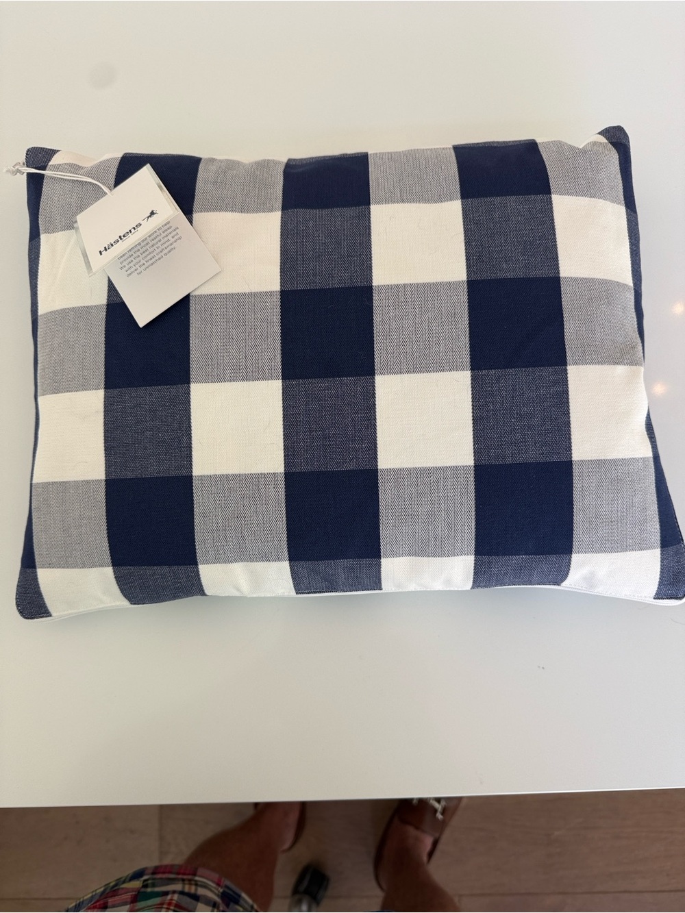 Navy and White Buffalo Check Decorative Pillow - Hill House